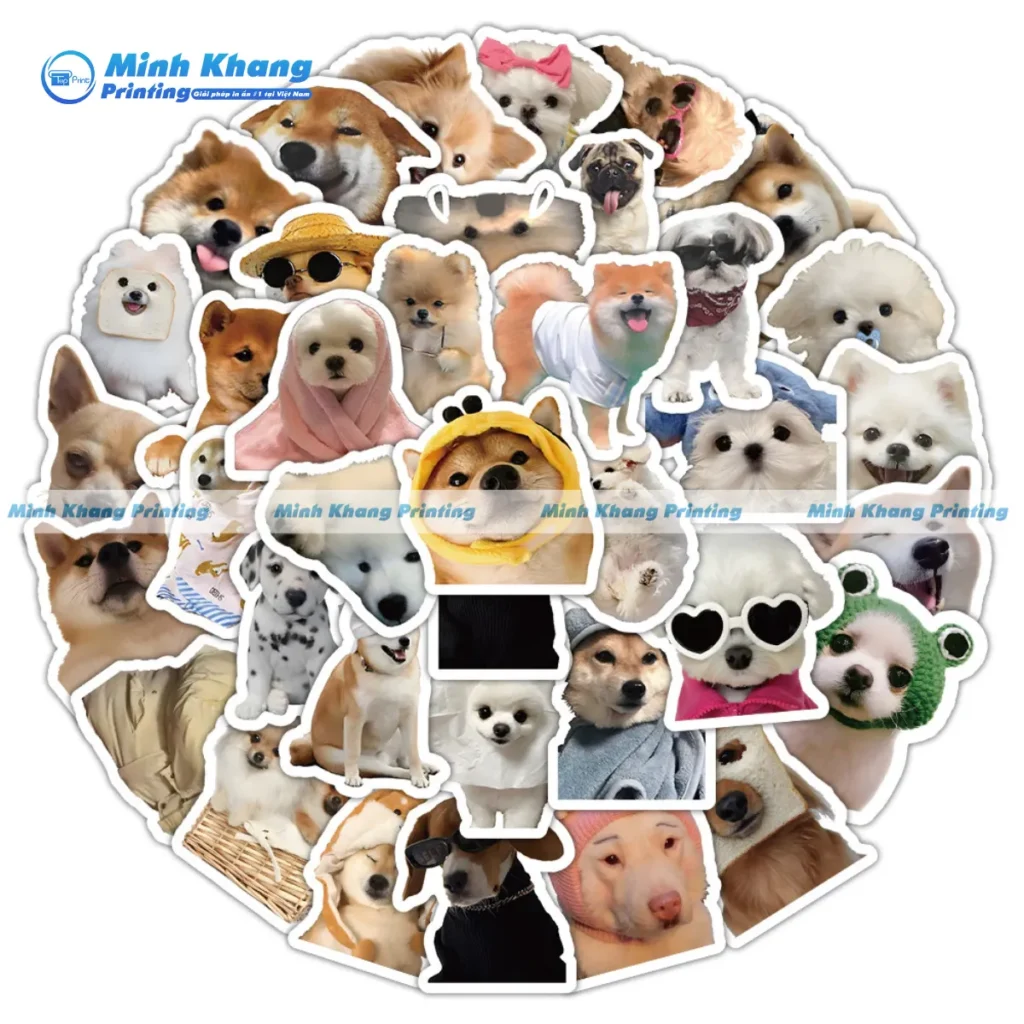 quy cách in sticker con chó