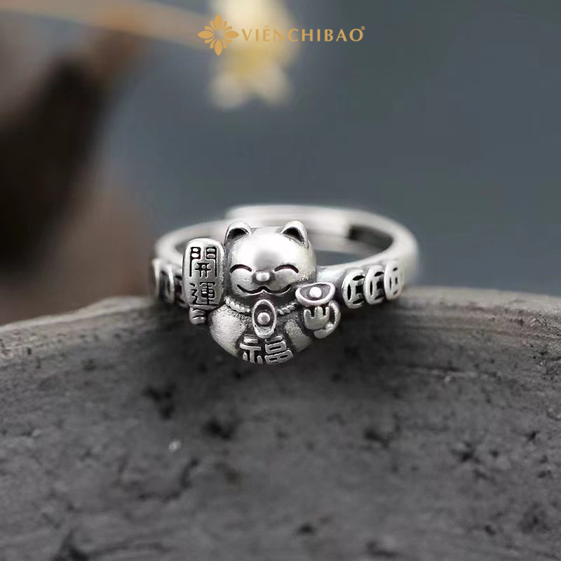 Nhẫn Bạc Nữ Mèo Thần Tài