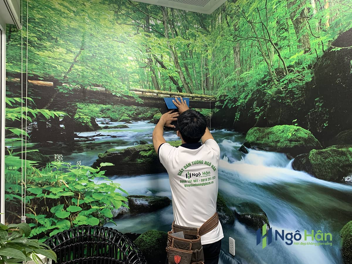Tranh dán tường phong cảnh thiên nhiên núi rừng