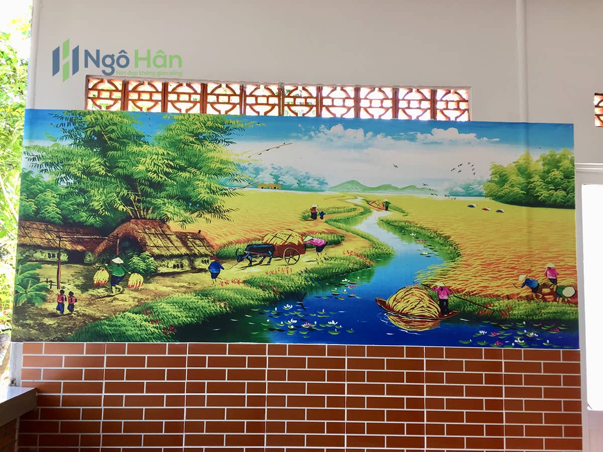 Tranh dán tường 3d phong cảnh đồng quê