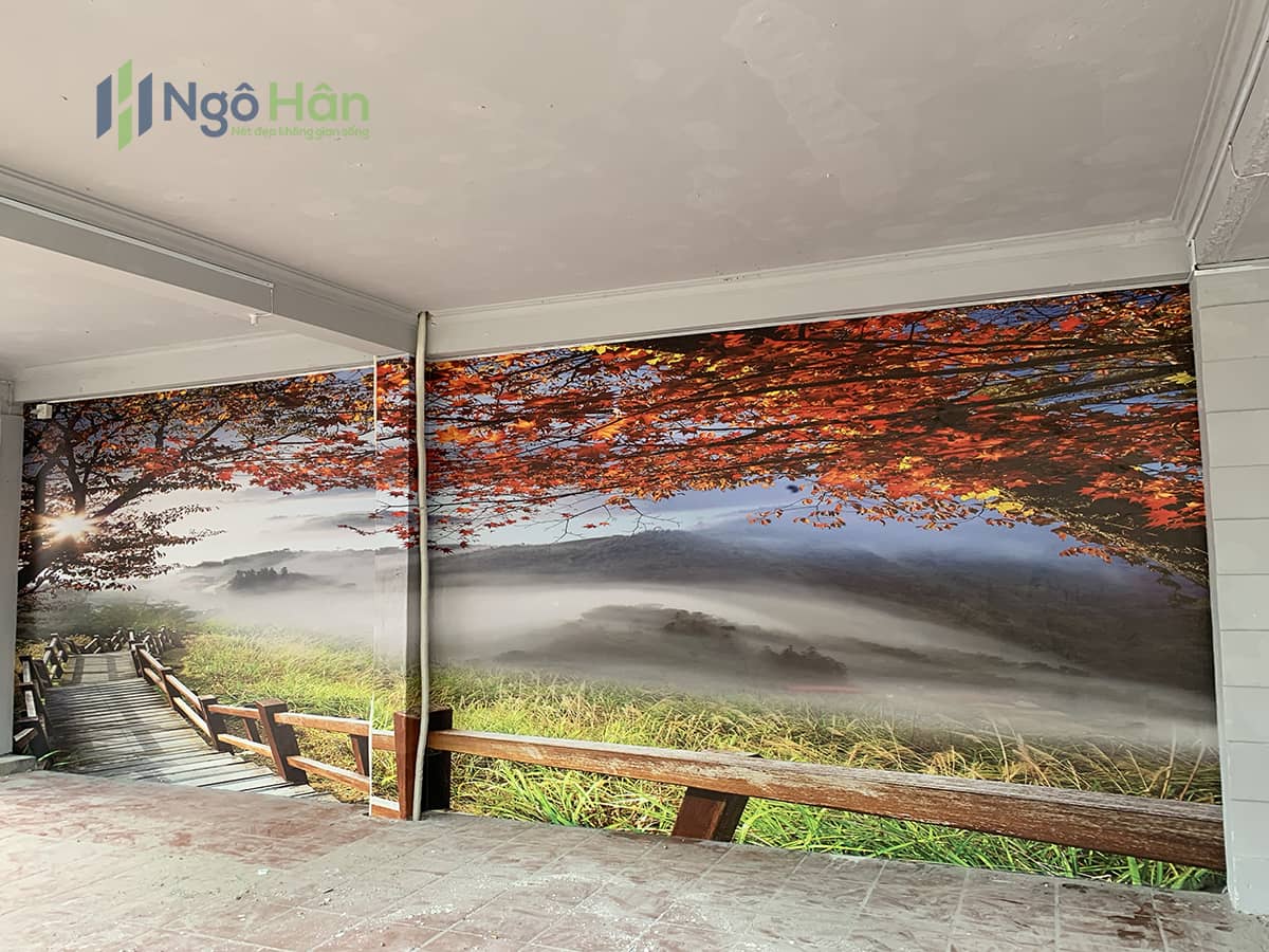 Tranh dán tường phong cảnh đổi núi