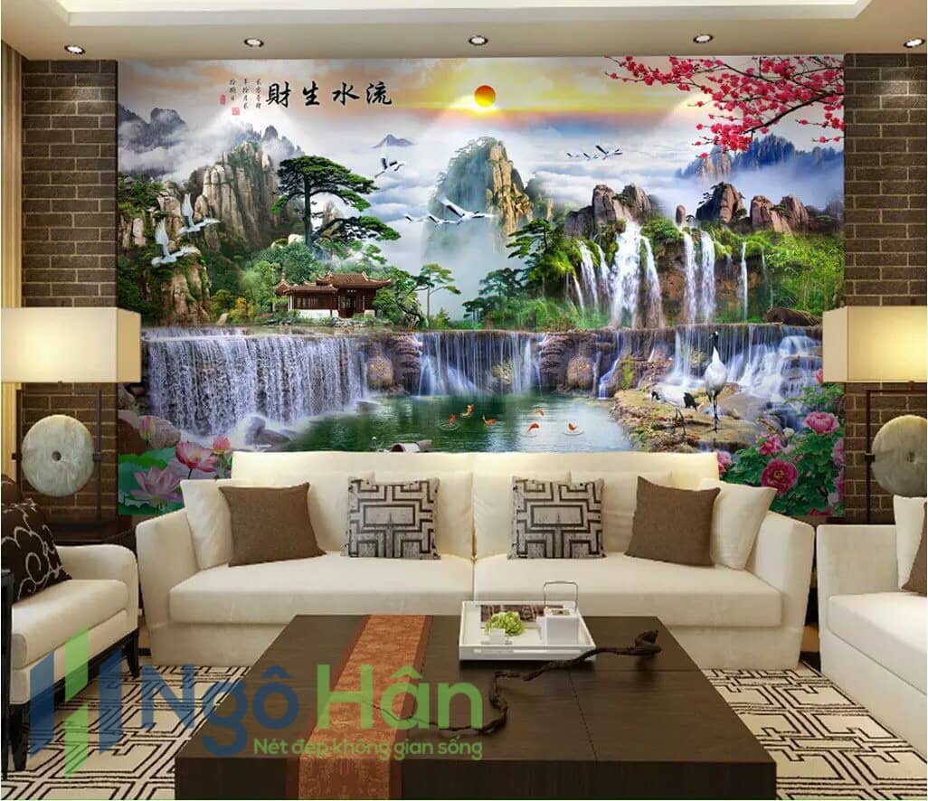 Tranh dán tường phong cảnh cho phòng khách