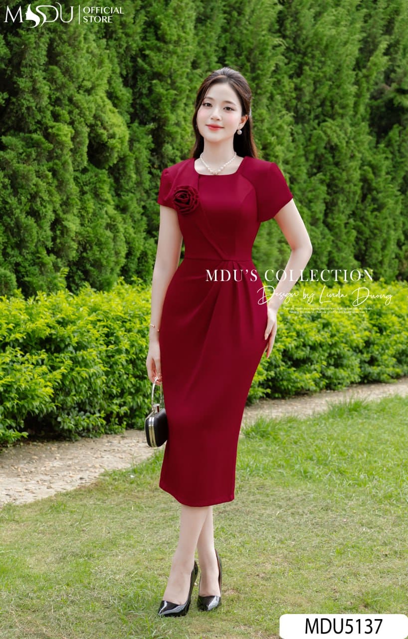 Váy Thiết Kế MDU5137 Xleo Đỏ Ruby
