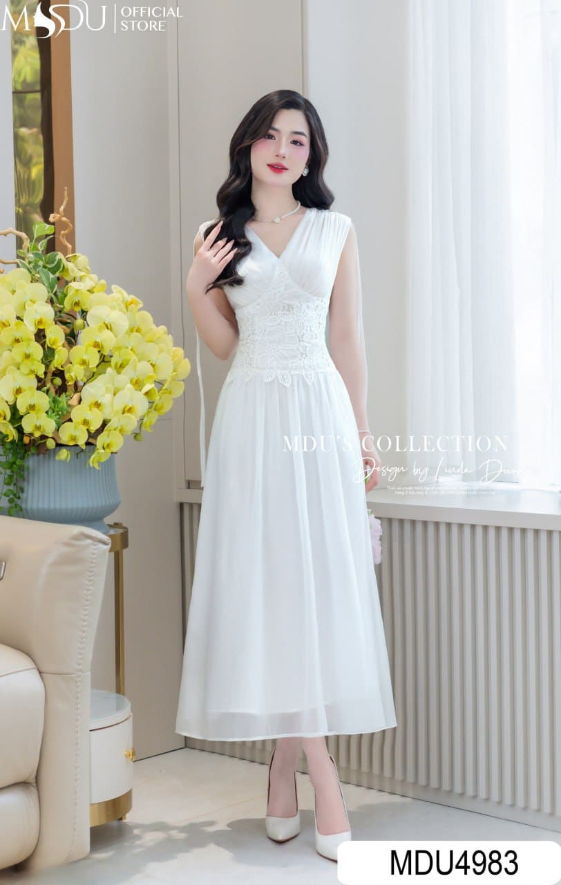 Váy tơ nhũ trơn dáng dài MDU4983