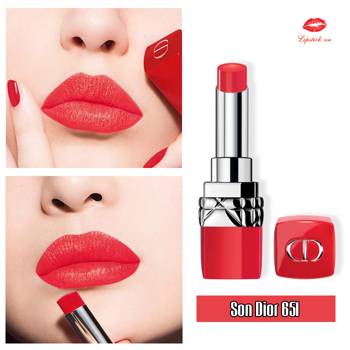 Son Dior 651 Ultra Fire Màu Đỏ Cam – Ultra Rouge Vỏ Đỏ
