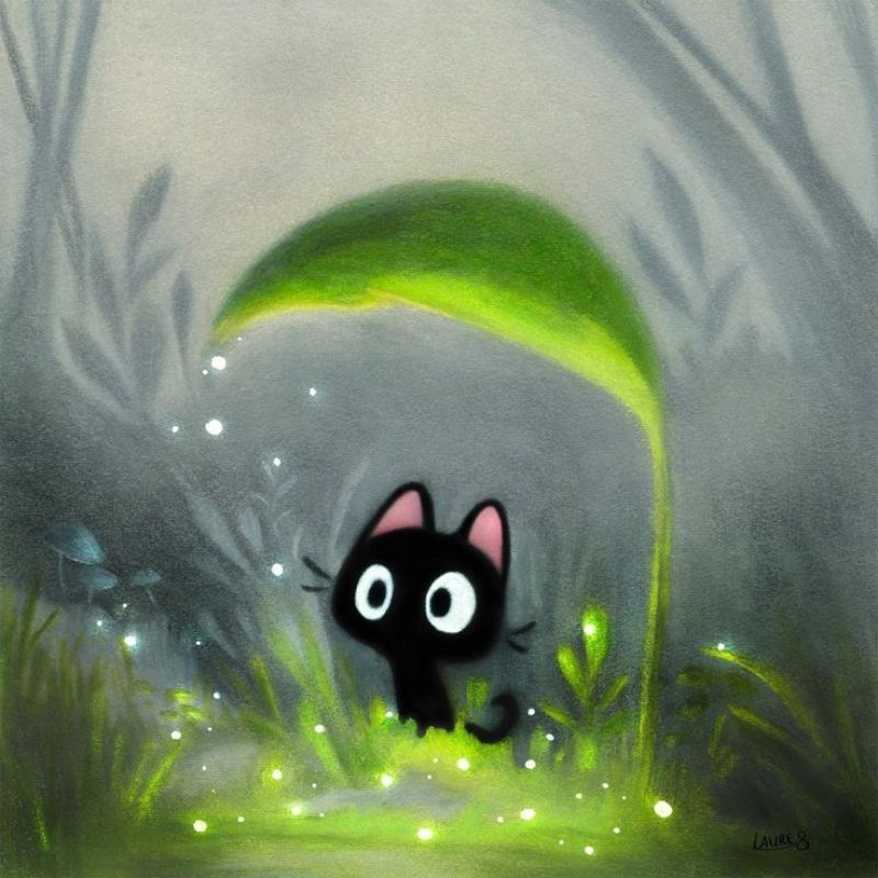 mèo đen heinz anime cute