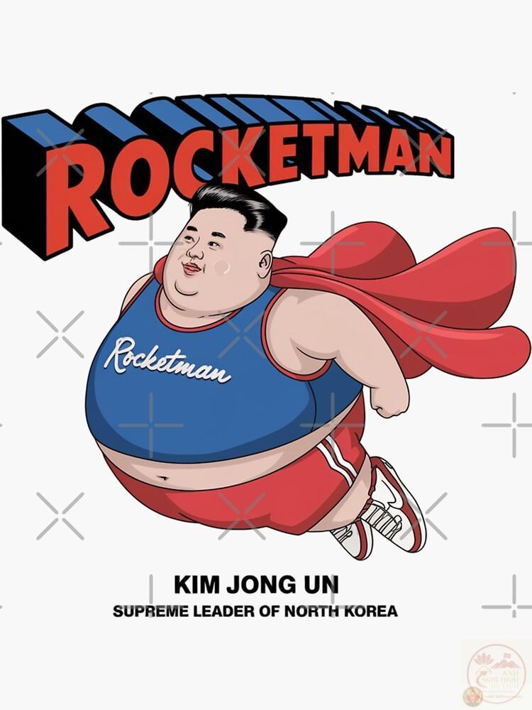 Kim Jong Un, Rocketman, Supreme Leader, meme, funnyfits70, Humor, Funny, retro, vintages, funny quotes, animal humor," Sticker for Sale by FunnyFits70 | Redbubble
