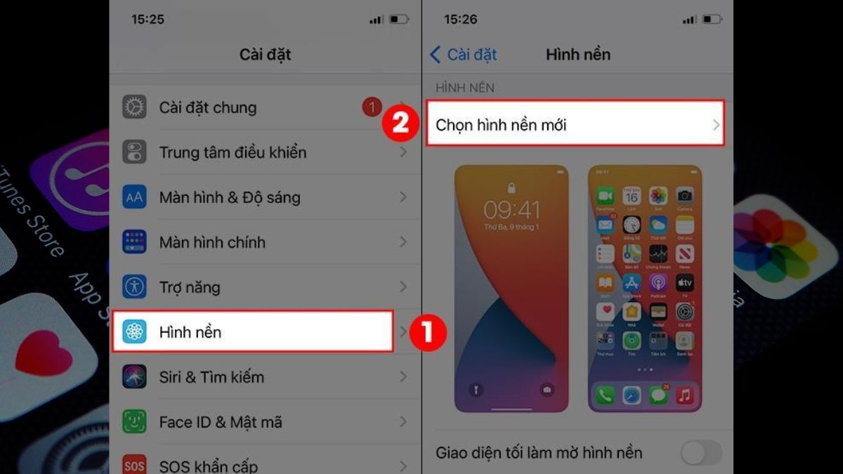 Cách cài đặt thay đổi hình nền cho iPhone bằng video bước 1