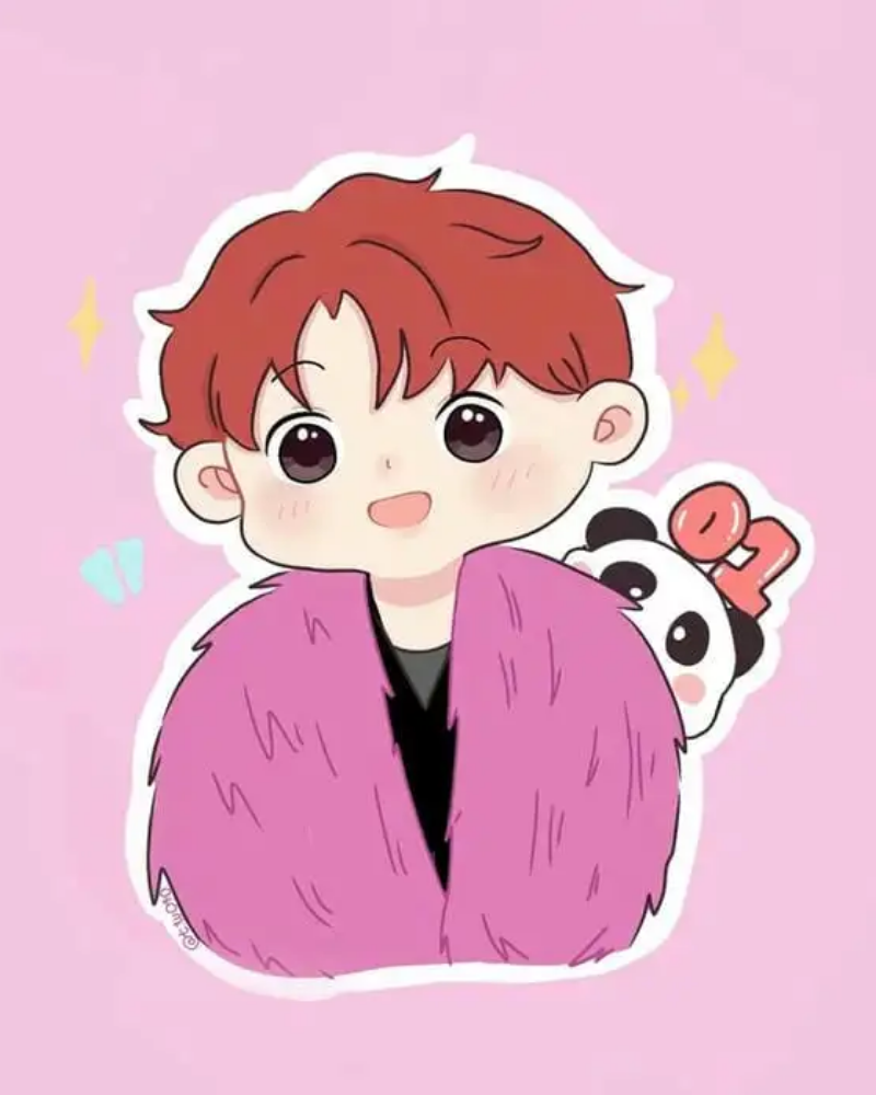 Ảnh chibi tóc hồng, áo hồng