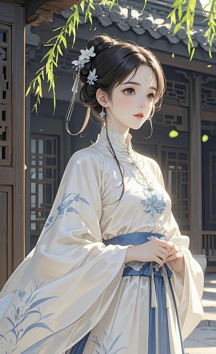 bộ ảnh anime nữ cổ trang TRrung Quốc lãng mạn buồn