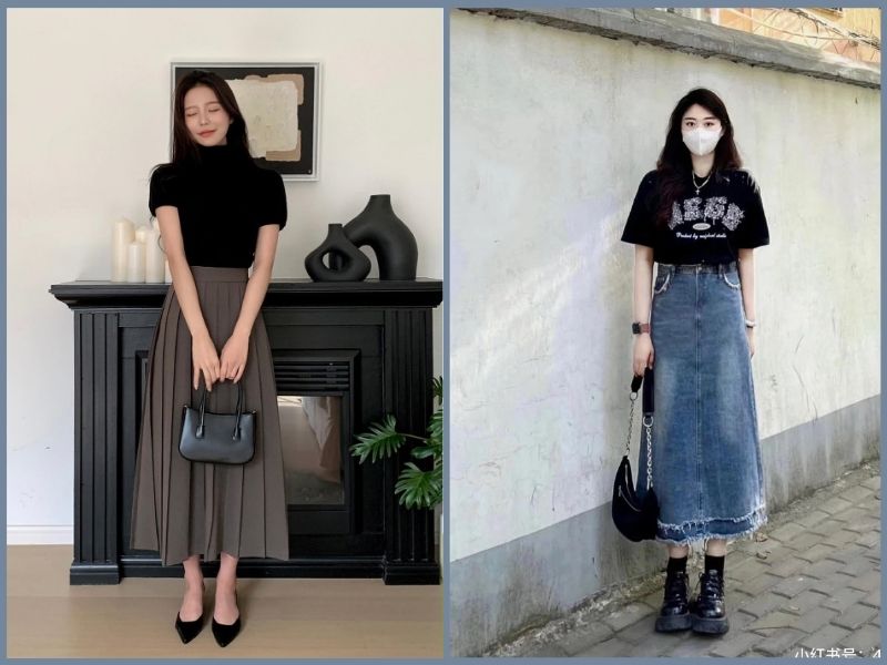áo phông đen kết hợp với gì