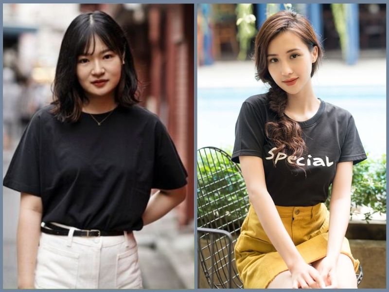 cách phối áo thun đen nữ