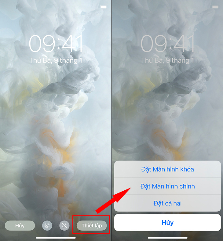 Giao diện đặt màn hình nền trên iPhone