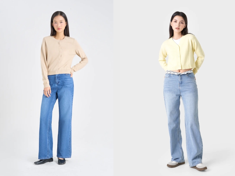 phối đồ với áo len cardigan ngắn