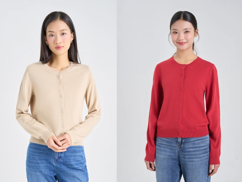 phối đồ với áo len cardigan ngắn