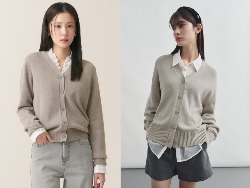 phối đồ với áo len cardigan ngắn