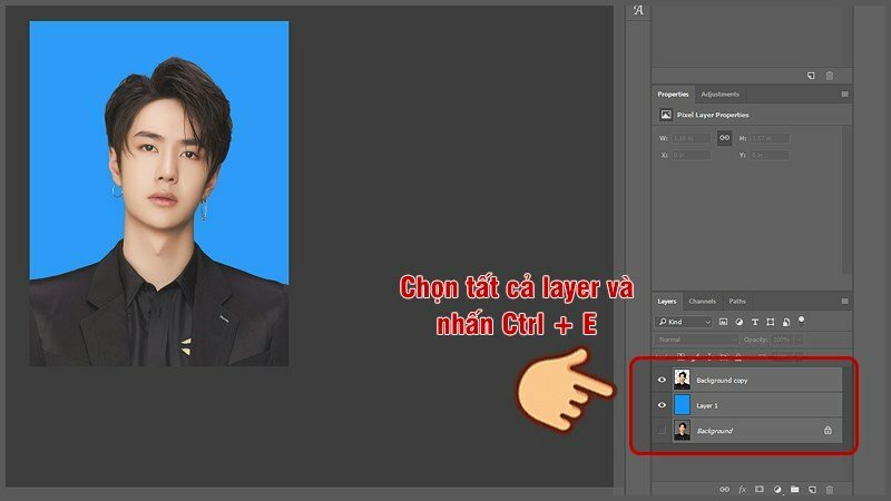 Chọn tất cả layer và nhấn Ctrl+E