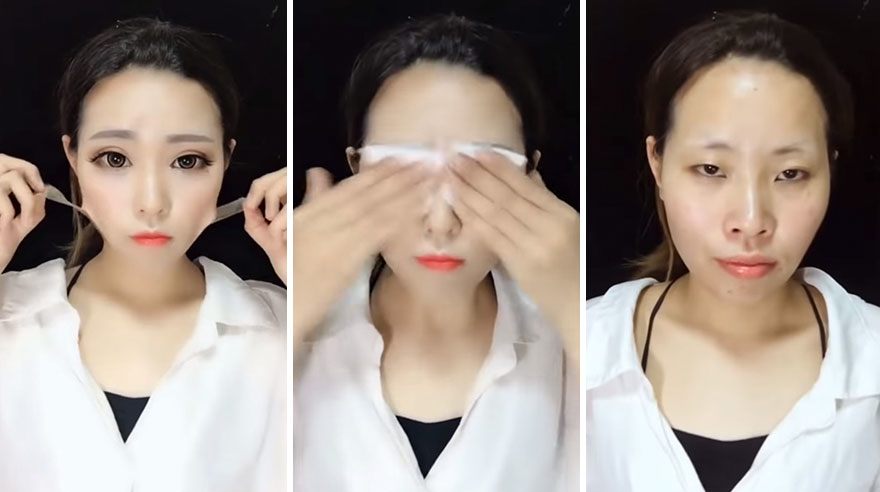 Gái xinh tiktok tẩy trang làm bao người ngã ngửa: độn mũi gọt cằm chỉ bằng son phấn - 3