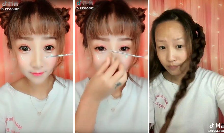 Gái xinh tiktok tẩy trang làm bao người ngã ngửa: độn mũi gọt cằm chỉ bằng son phấn - 4