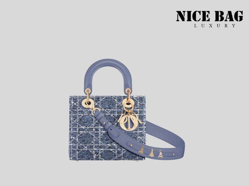 Small Lady Dior My ABCDior Denim Blue Cannage Tweed mang phong cách hiện đại, cá tính
