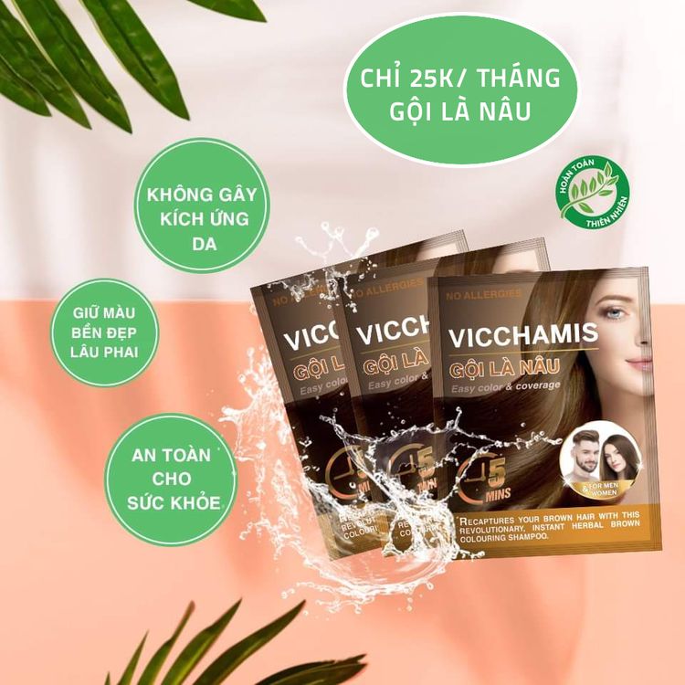 Dầu Gội Nhuộm Tóc Màu Nâu Gội Là Nâu Vicchamis
