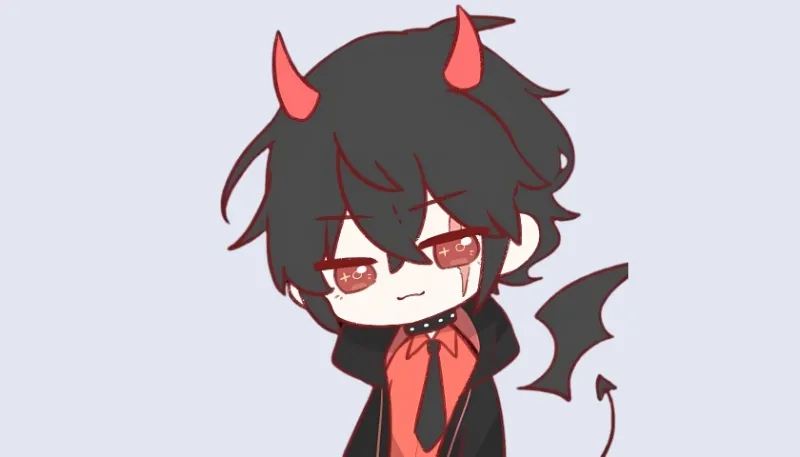 Chibi ác quỷ anime đáng yêu với nụ cười tinh nghịch