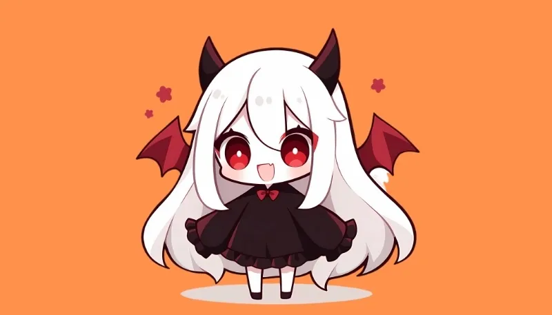 Chibi ác quỷ anime dễ thương với tông màu sáng