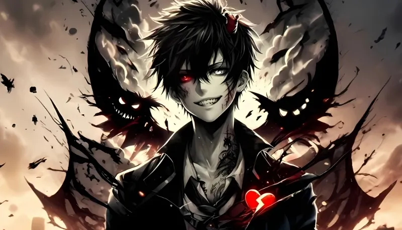 Hình đại diện ác quỷ anime tông đỏ mạnh mẽ