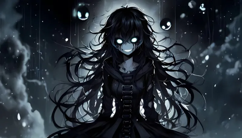 Ảnh đen trắng ác quỷ anime tối giản cho mobile