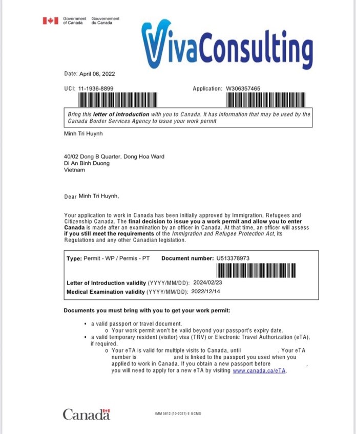 visa khách hàng thành công approval tại viva consulting 1
