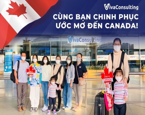 hình ảnh gia đình chị H cùng gia đình bay sang Candada