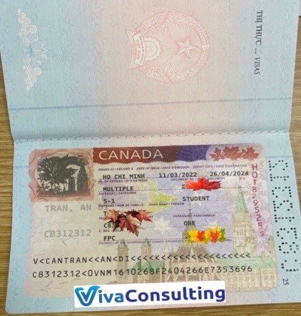 hình ảnh visa vợ và con anh T 2