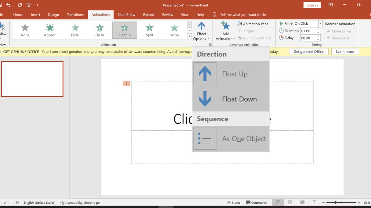 Bước 2: Cách tạo hiệu ứng trong PowerPoint chuyển động