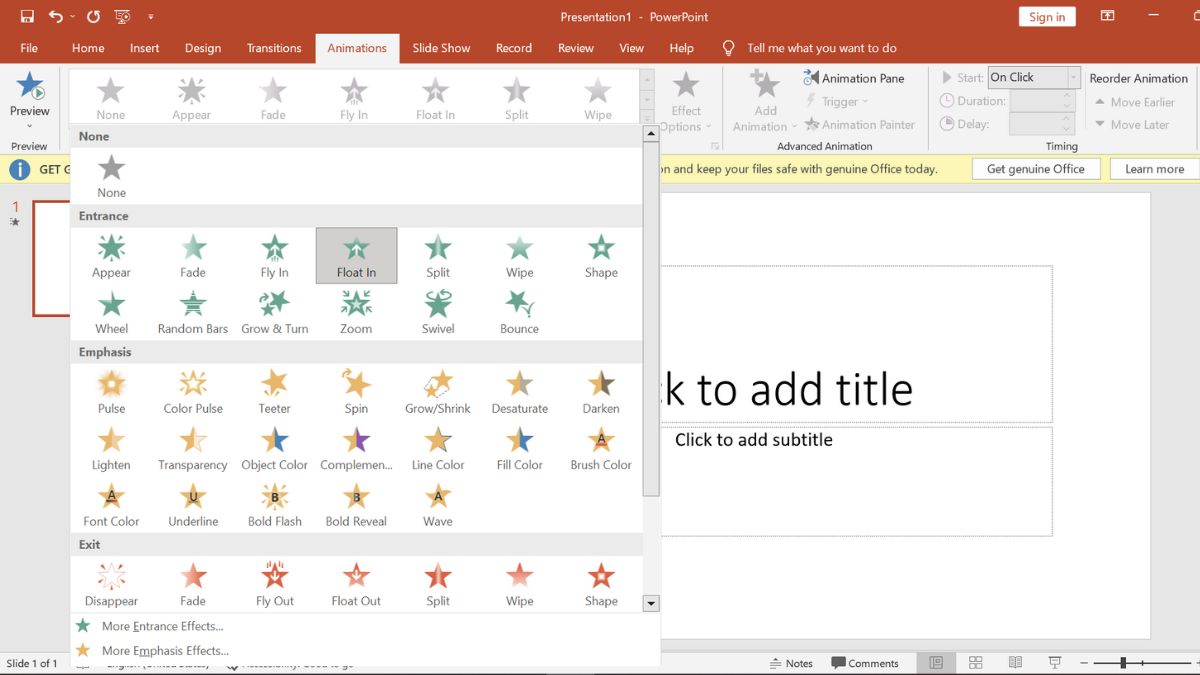 Bước 1: Cách làm hiệu ứng cho chữ trong Powerpoint