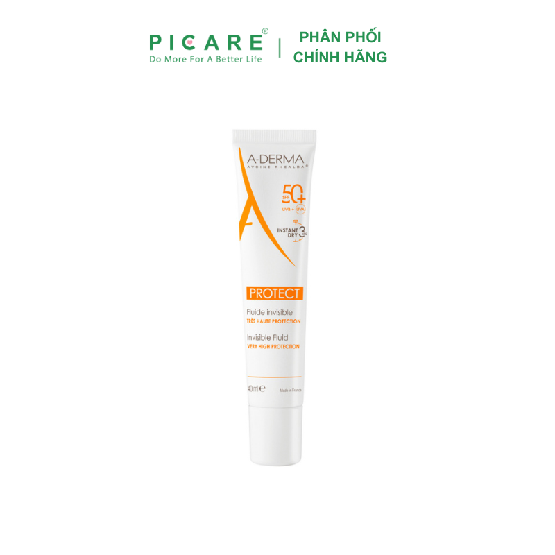 Kem Chống Nắng Chuyên Biệt Dành Cho Da Mỏng Manh A-Derma Protect Invisible Fluid Spf50+ 40ml