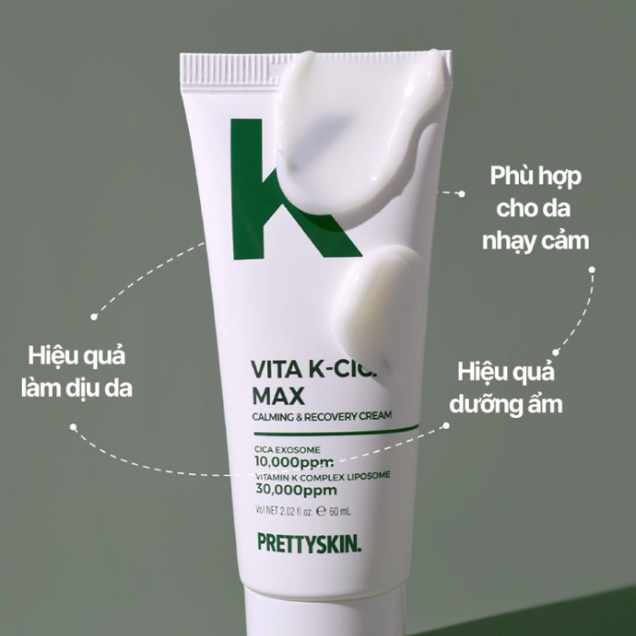 Kem Dưỡng Phục Hồi Cấp Ẩm Đa Tầng Pretty Skin Vita K-Cica Max Calming & Recovery Cream