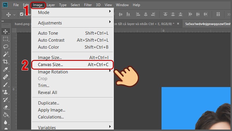 Chọn Image > Canvas Size…