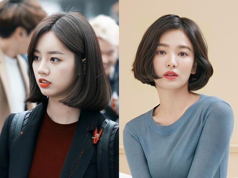 Tóc ngắn uốn cụp đuôi