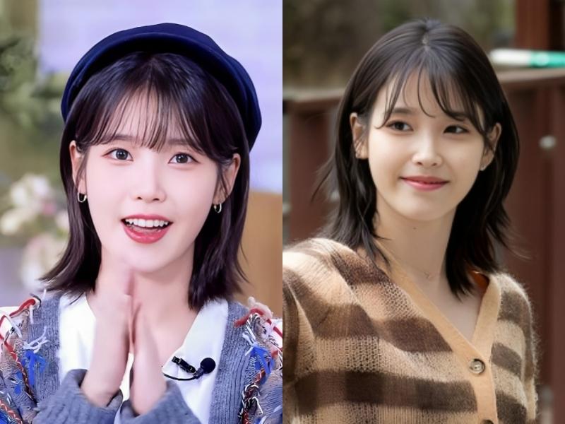 IU với kiểu tóc nữ ngang vai mái thưa