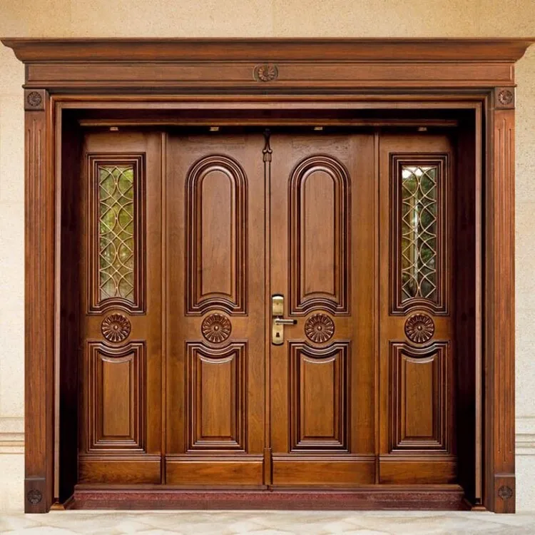 Cửa gỗ lim 4 cánh theo lối tân cổ điển bền bỉ cùng thời gian với ngôi nhà