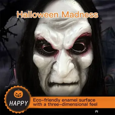 Mặt Nạ Halloween Kinh Dị Ngôi Nhà Ma Ám Tóc Dài Cười Sơn Hào Giá Shock 23K