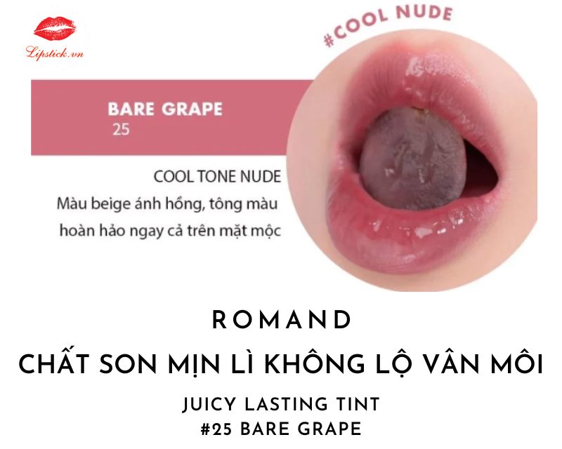 Son Romand 25 Bare Grape Màu Hồng Nude
