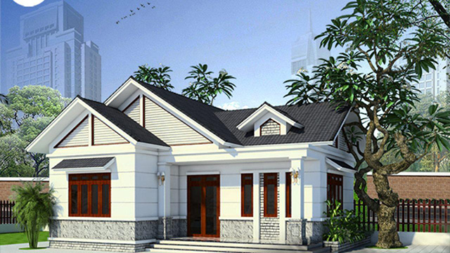 Mẫu 26: Mặt tiền nhà cấp 4 sơn màu trắng (BS 9102) mang đến không gian thanh lịch, trang trọng