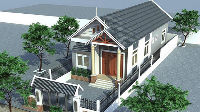 Mẫu 29: Mặt tiền nhà cấp 4 sơn đen xám và trắng tạo không gian nổi bật, trang nhã