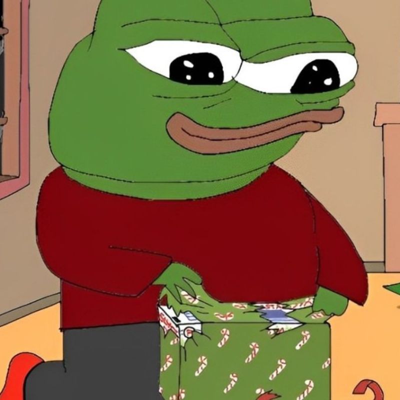 meme ếch xanh khui quà noel