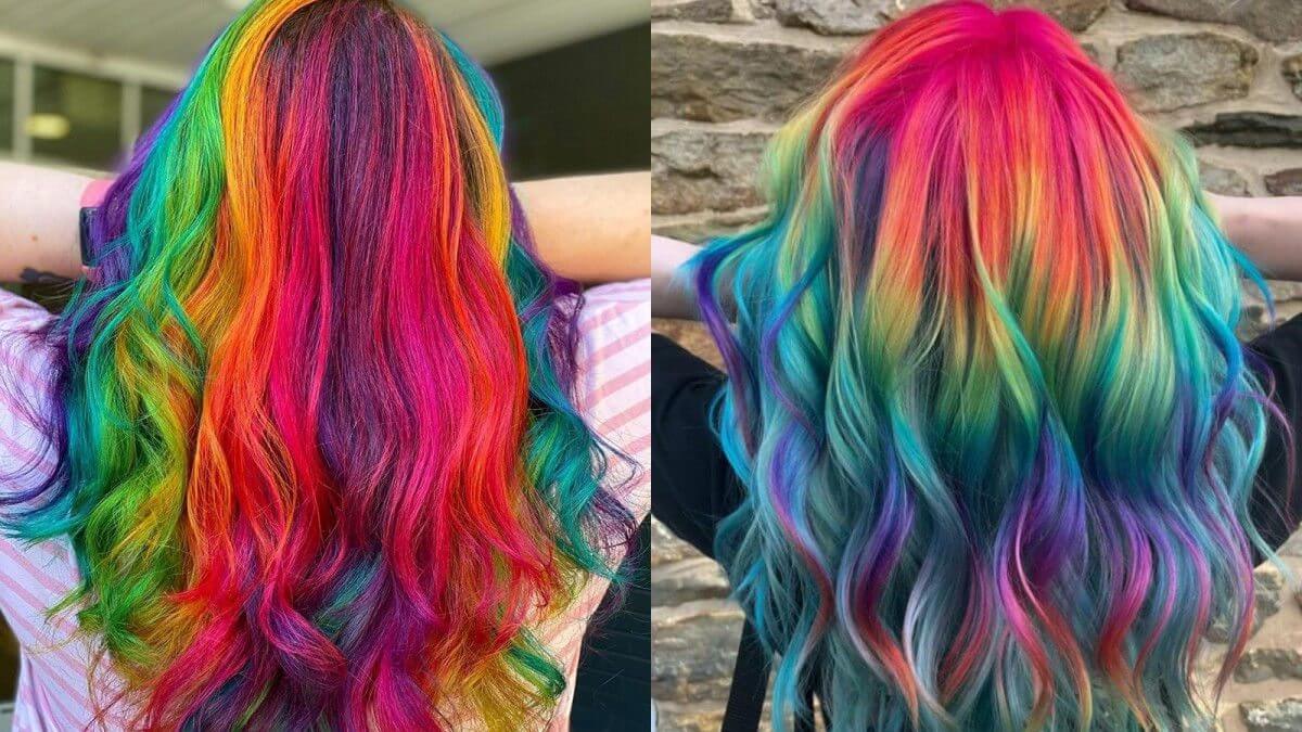 Màu tóc highlight cầu vồng