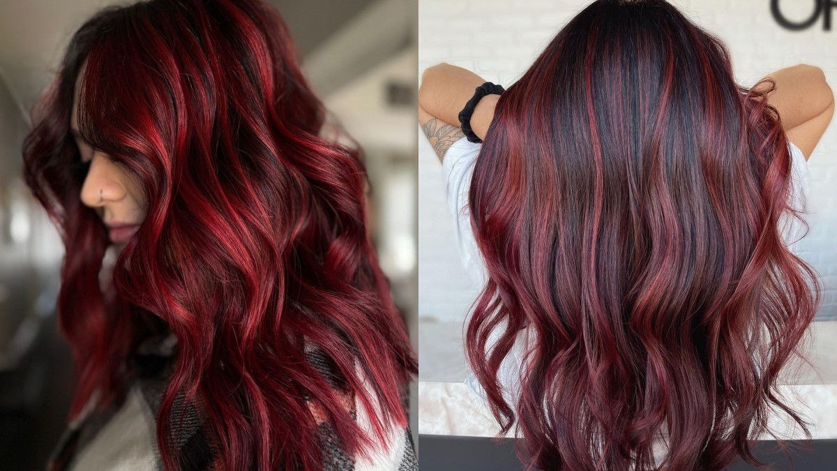 Nhuộm tóc highlight nâu đỏ