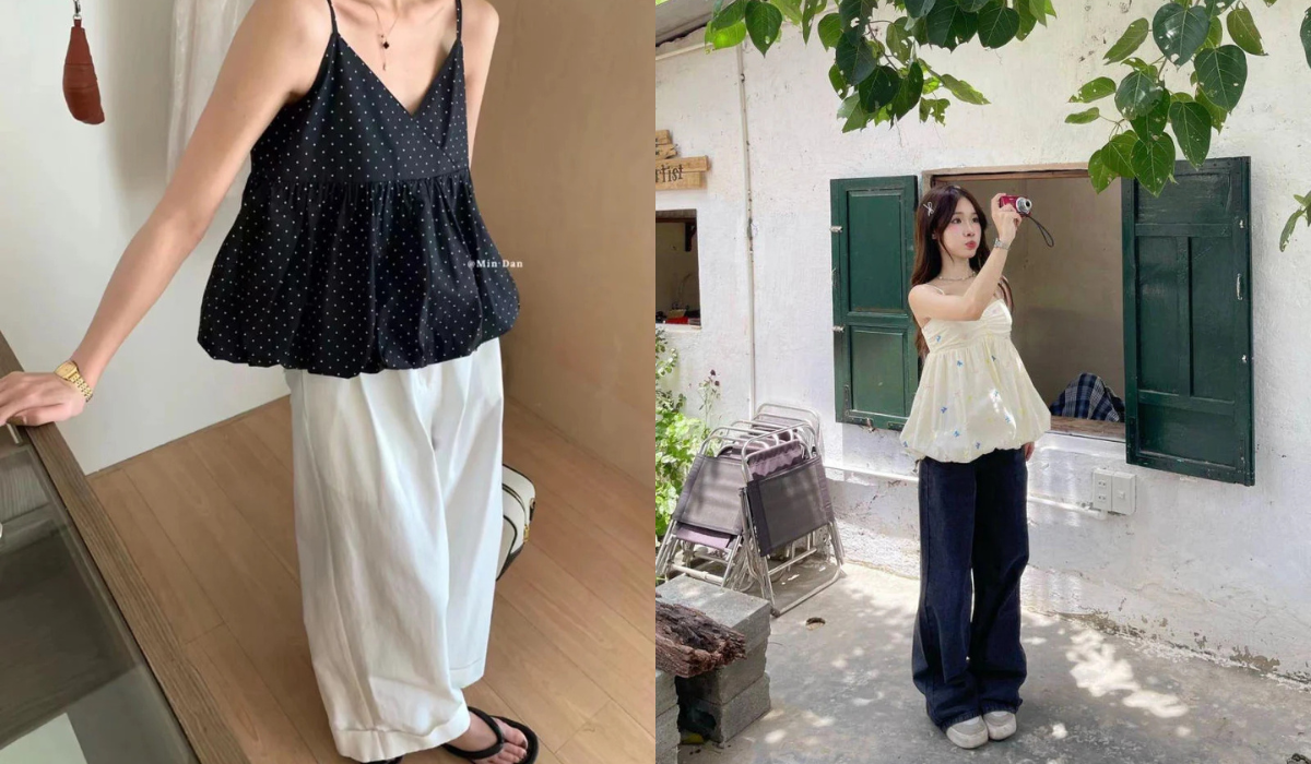 Áo babydoll với chân váy bút chì
