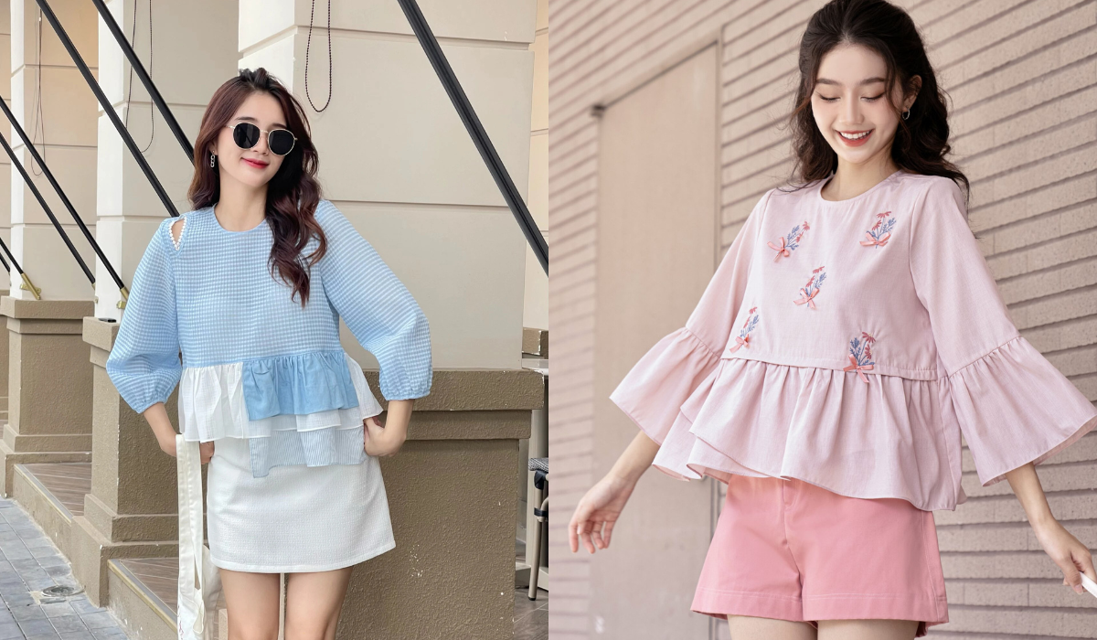 Áo babydoll tay phồng