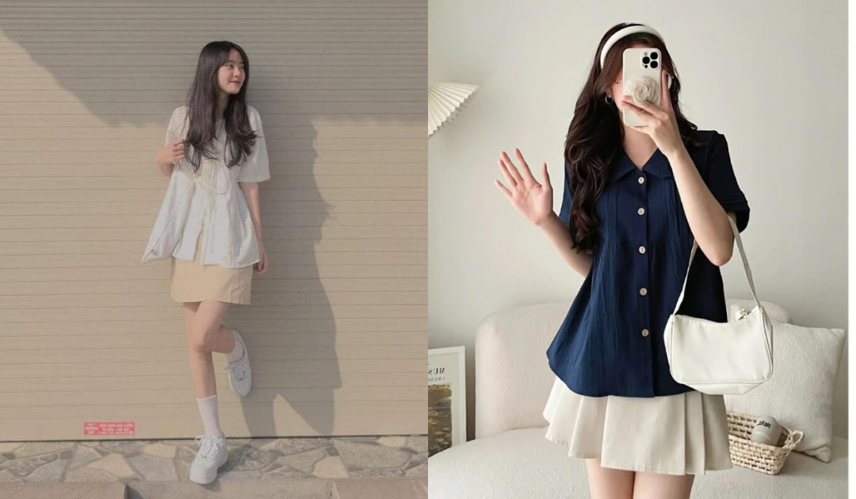 Áo babydoll kết hợp với quần jean